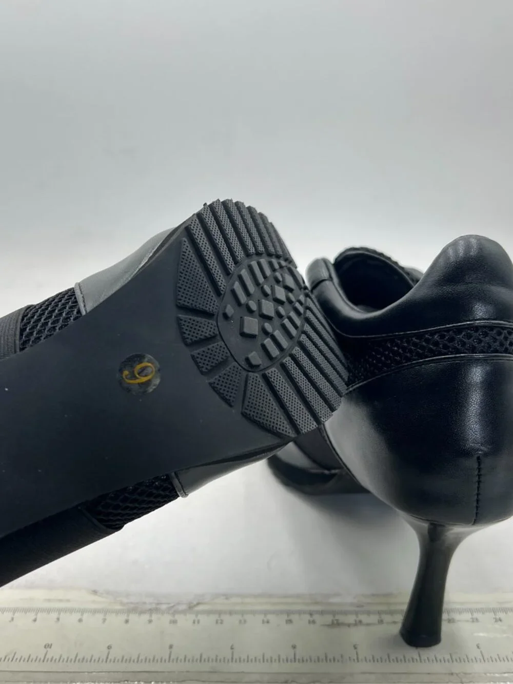 Black Sneaker Heels for Women High Heel Tennis Dressy Round T-Toe Comfort Shoe